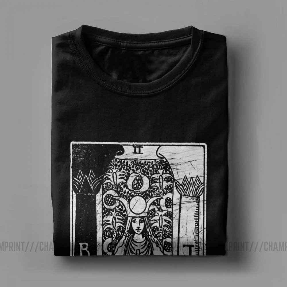 Мужская футболка с короткими рукавами из чистого хлопка надписью The High Priestess Tarot