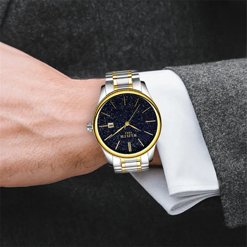 Звездное небо мужские часы высокое качество роскошный бренд Модный золотой