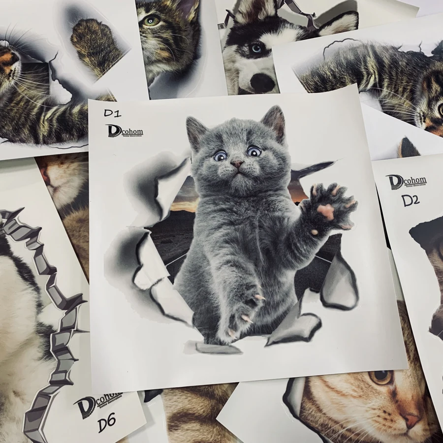 Различные милые котята животное мультяшная Кошка наклейки на стену 3D яркие