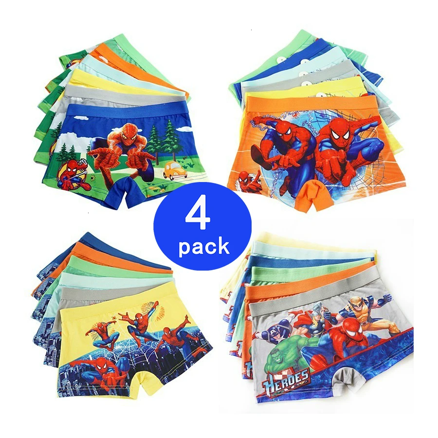 4 шт./лот детское нижнее белье для мальчиков трусы боксеры детские трусики