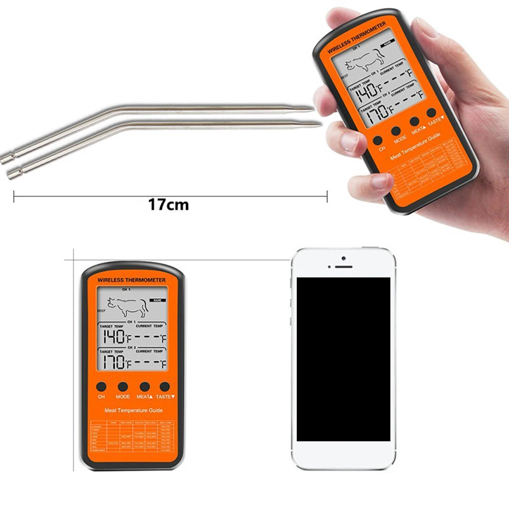 Полезный беспроводной цифровой термометр для барбекю с подсветкой
