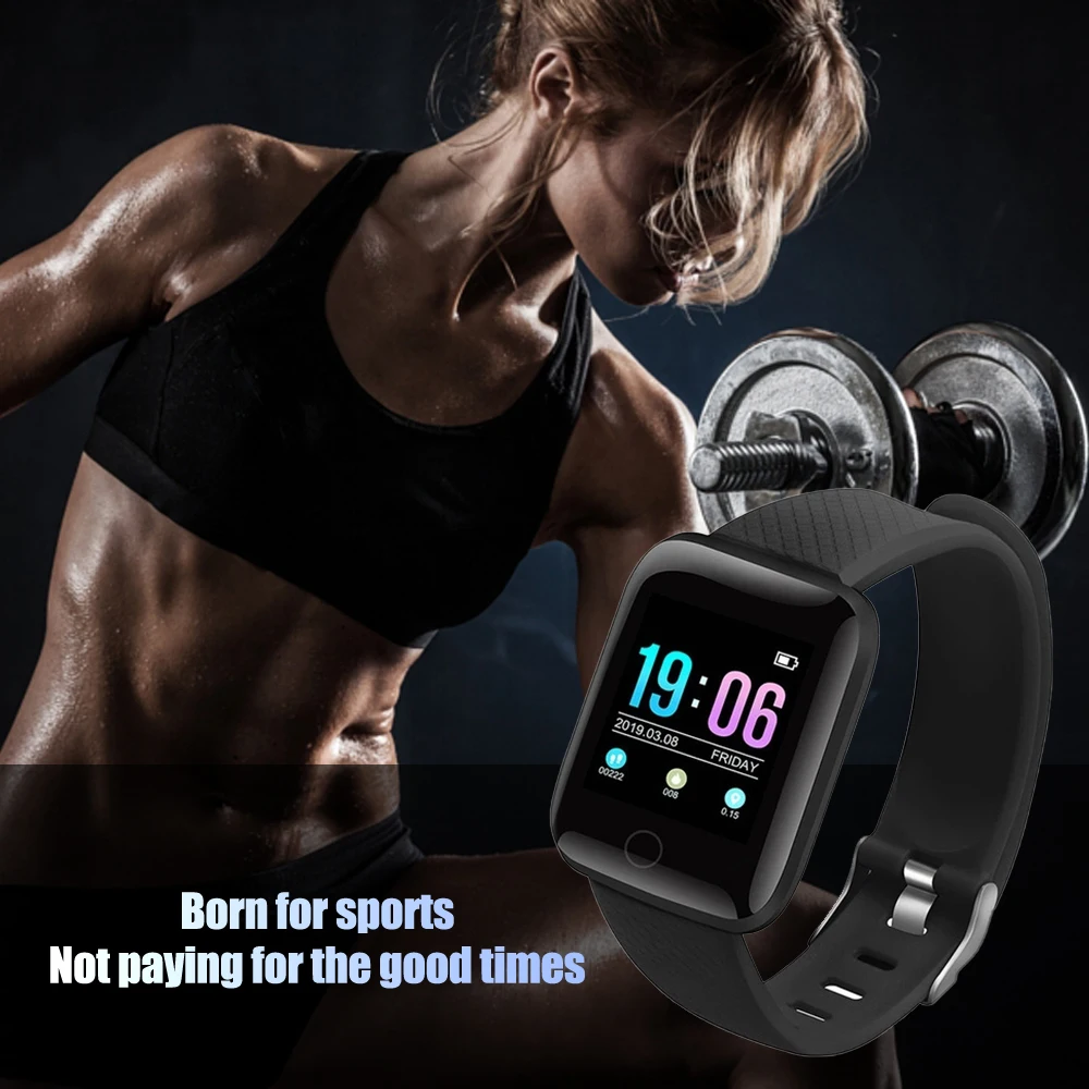 

116Plus Smart Watch with Heart Rate Blood Pressure Monitor for Men and Women Wristband Sports Fitness Tracker for Android IOS