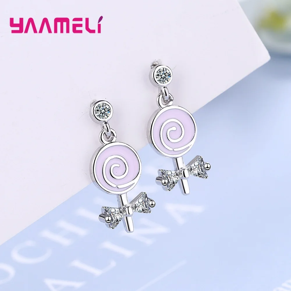 

925 Sterling Silver Cute Crystal Stud Earrings For Women Girls Wedding Engagement Trendy 2020 Fashion Jewelry Wholesale
