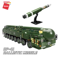 qman military strategic nuclear missile building blocks launcher howitzers vehicle soldier figures model brickstoys for children