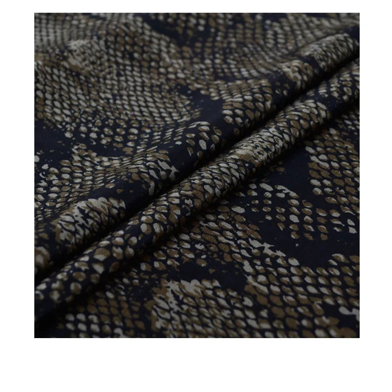 

Python pattern printed silk fabric 20 momme shirt dress crepe fabric breathable natural silk fabric wholesale silk cloth