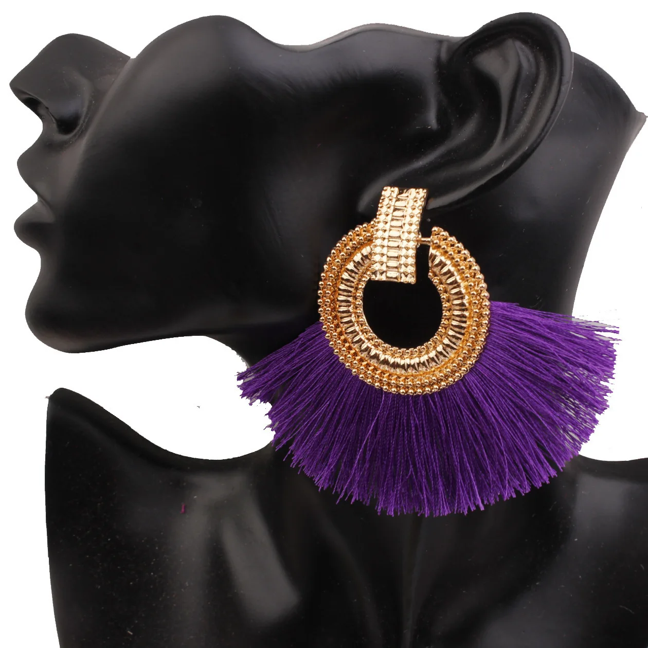 jinPurple Новые винтажные серьги-кисточки в стиле «Бохо длинные Подвесные серьги для Для женщин красный фиолетовый желтый ручной работы серьги, ювелирные изделия женские висит - Окраска металла: jinPurple
