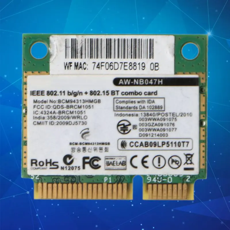 Беспроводной адаптер для карты Broadcom Bcm94313HMGB AW-NB047H BCM4313 Half Mini Pci-e Wi-Fi сетевая карта с