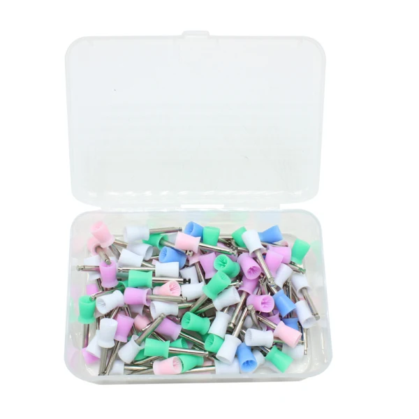 100pcs 100 шт./пакет зубная полировальная щетка полировальный полировщик Prophy резиновый колпачок защелка красочная нейлоновая щетина смешанный стиль стоматологический инструмент лабораторный инструмент - Цвет: 100pcs