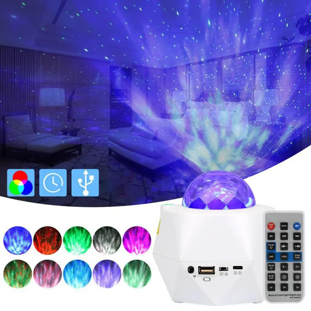 

USB Wireless Music Starry Sky Multi-angle Projector Lamp Gypsophila Ocean Wave U Disk Card Reader Projector Lamp
