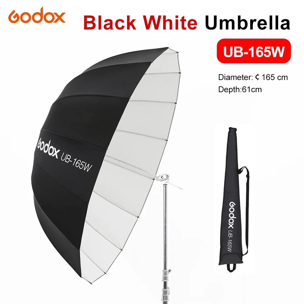 Зонт отражающий Godox UB-165W дюйма 65 дюймов 165 см параболический черно-белый |