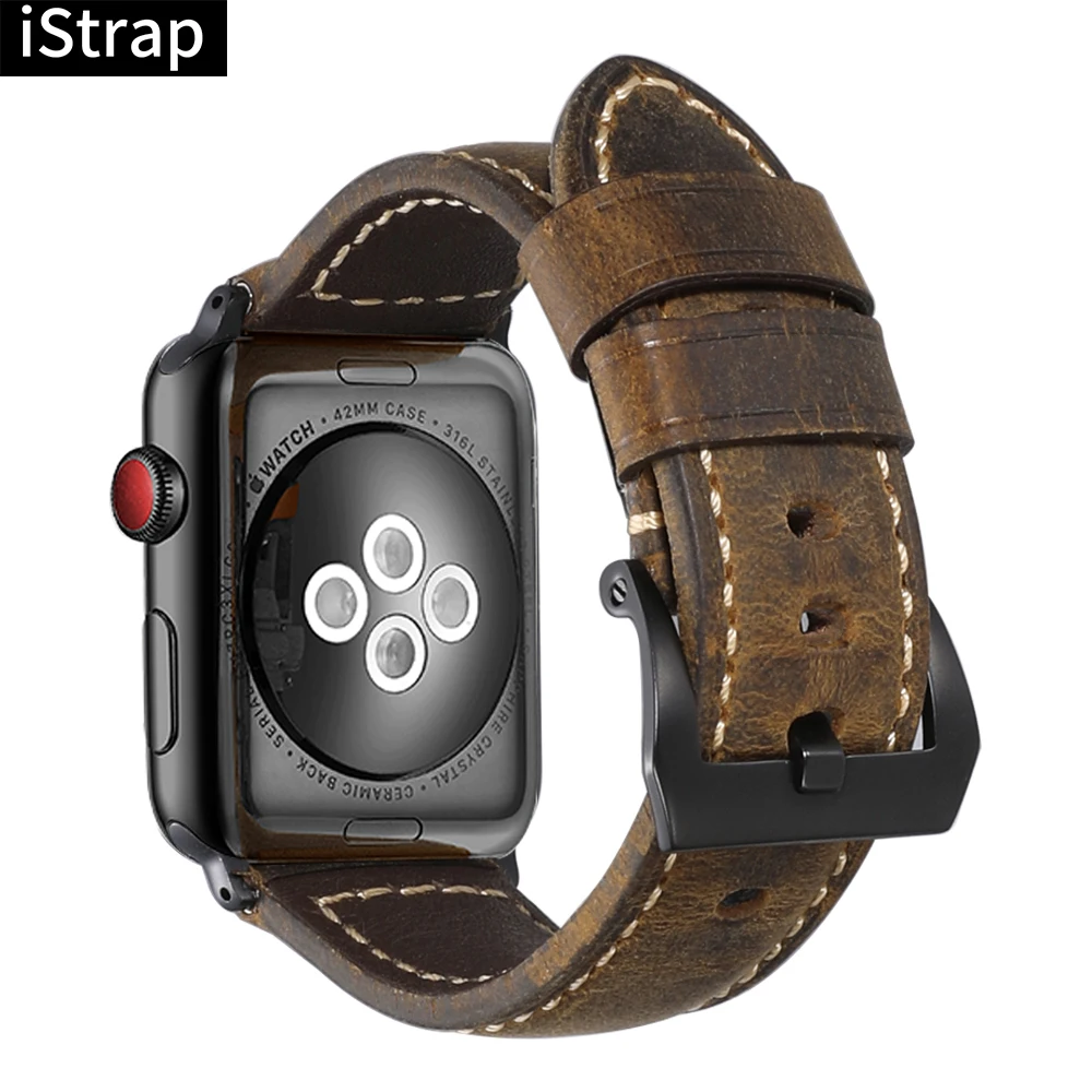 Ремешок для часов Iwatch, серебристый, черный, ремешок для наручных часов ручной работы, браслет из натуральной кожи для Iwatch, 38 мм, 40 мм, 42 мм, 44 мм