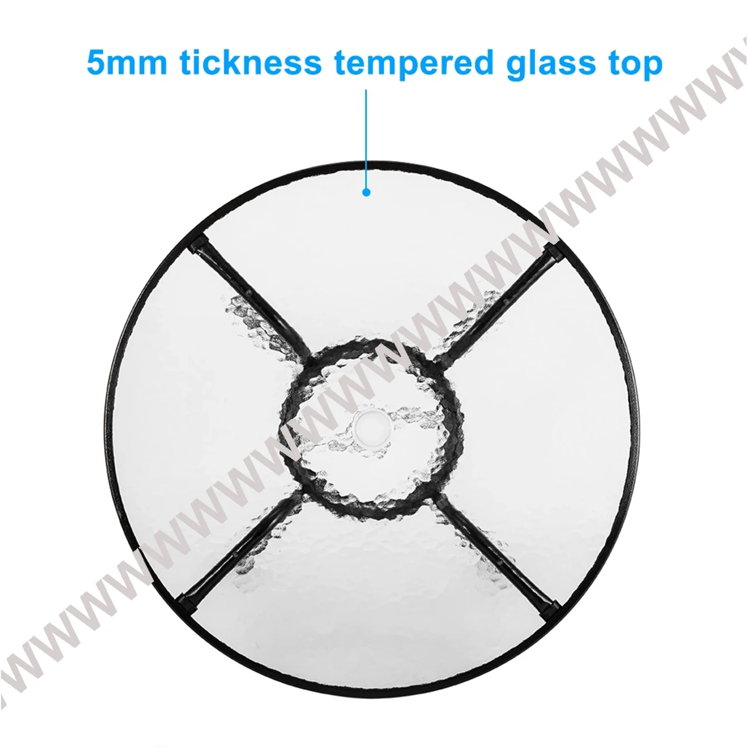 Стол для бистро со стеклянной столешницей и зонтичным отверстием Круглый