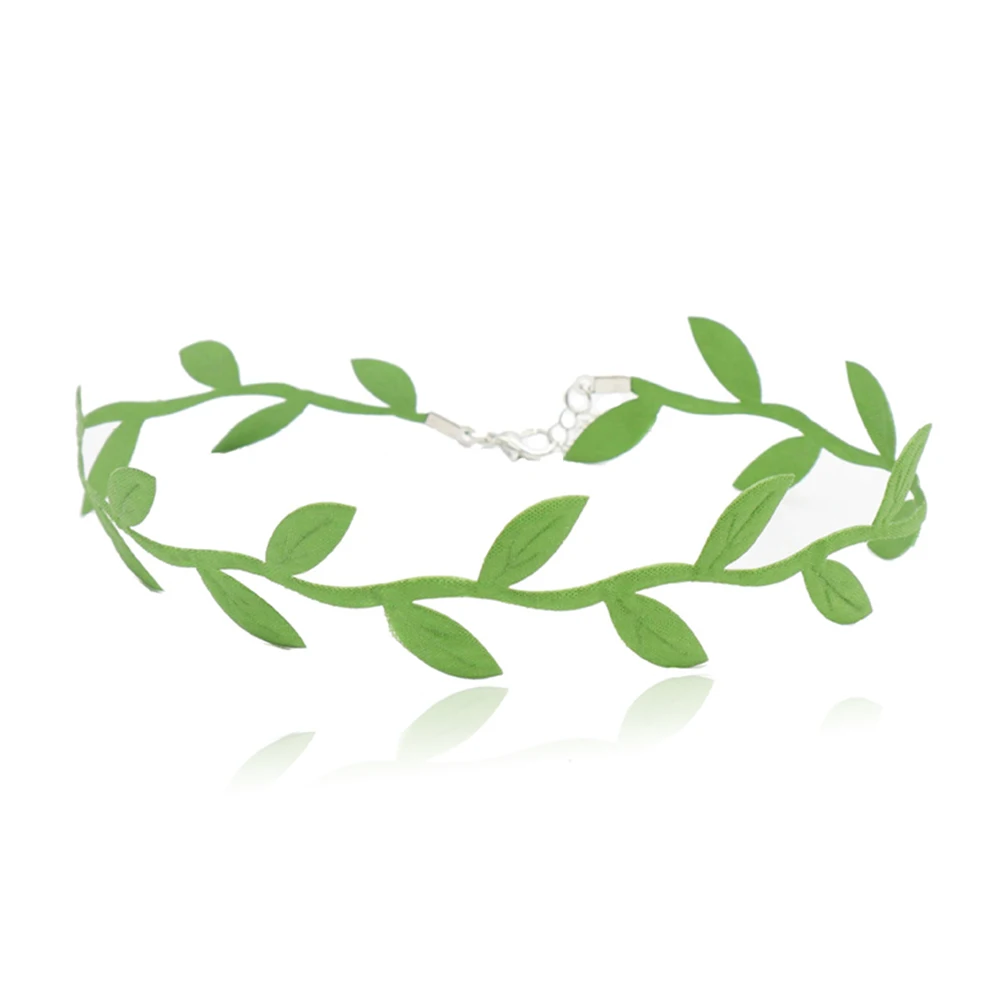 Готическое милое колье чокер с зелеными листьями для женщин и девушек модное