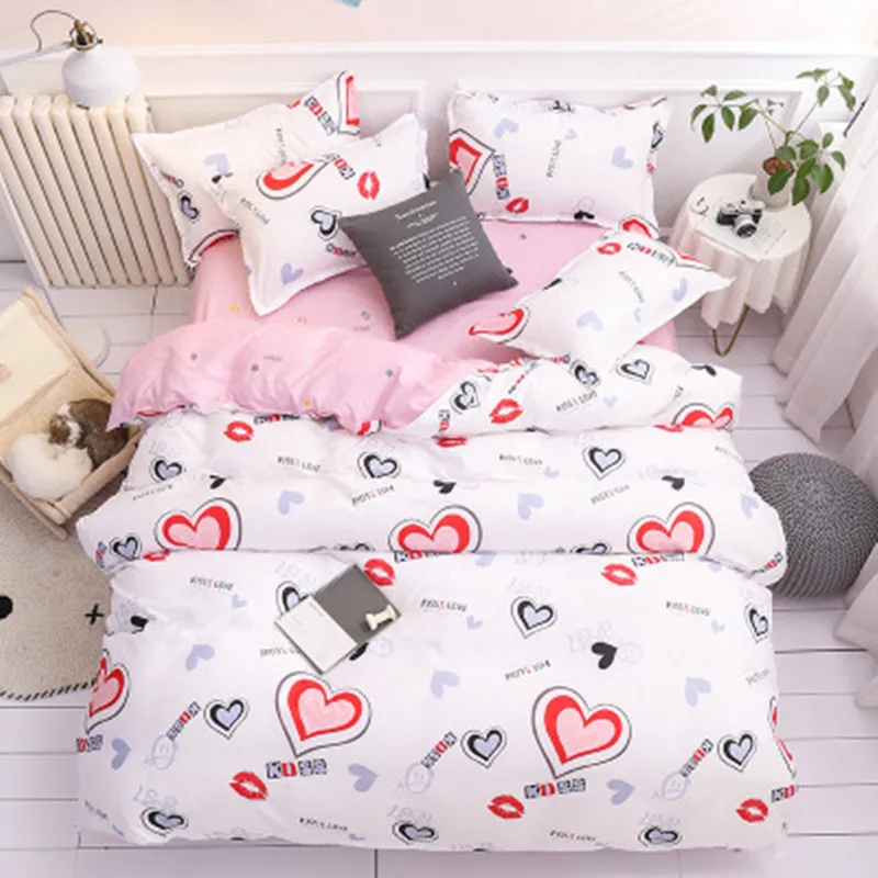 4pcs Bedding Set Christmas Snowflake Unicorn Elk Printed Bed Linings Duvet Cover Sheet Pillowcases Dropshipping | Дом и сад