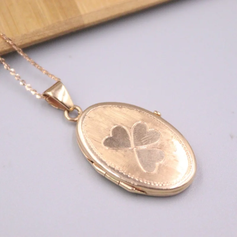 

Pure Au750 18K Rose Gold Pendant Men Women Gift Carved Flower Oval Box Pendant 5.8g / 34*18mm