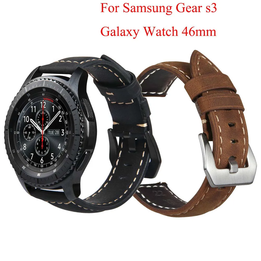 Кожаный браслет для samsung gear S3 Frontier Band Galaxy Watch 46 мм ремешок умные часы 22 часов