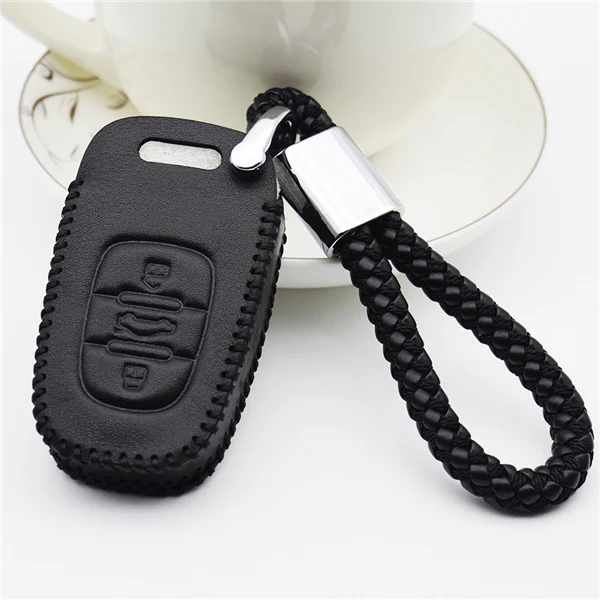 Black 3 For Audi Автомобильный стильный ключ кожаный чехол для Audi A5 A6 A7 S5 S6 S7 C5 C6 A4L A6L Q5 брелок вставка Брелок оболочка для Audi аксессуары - Название цвета: Black 3 For Audi