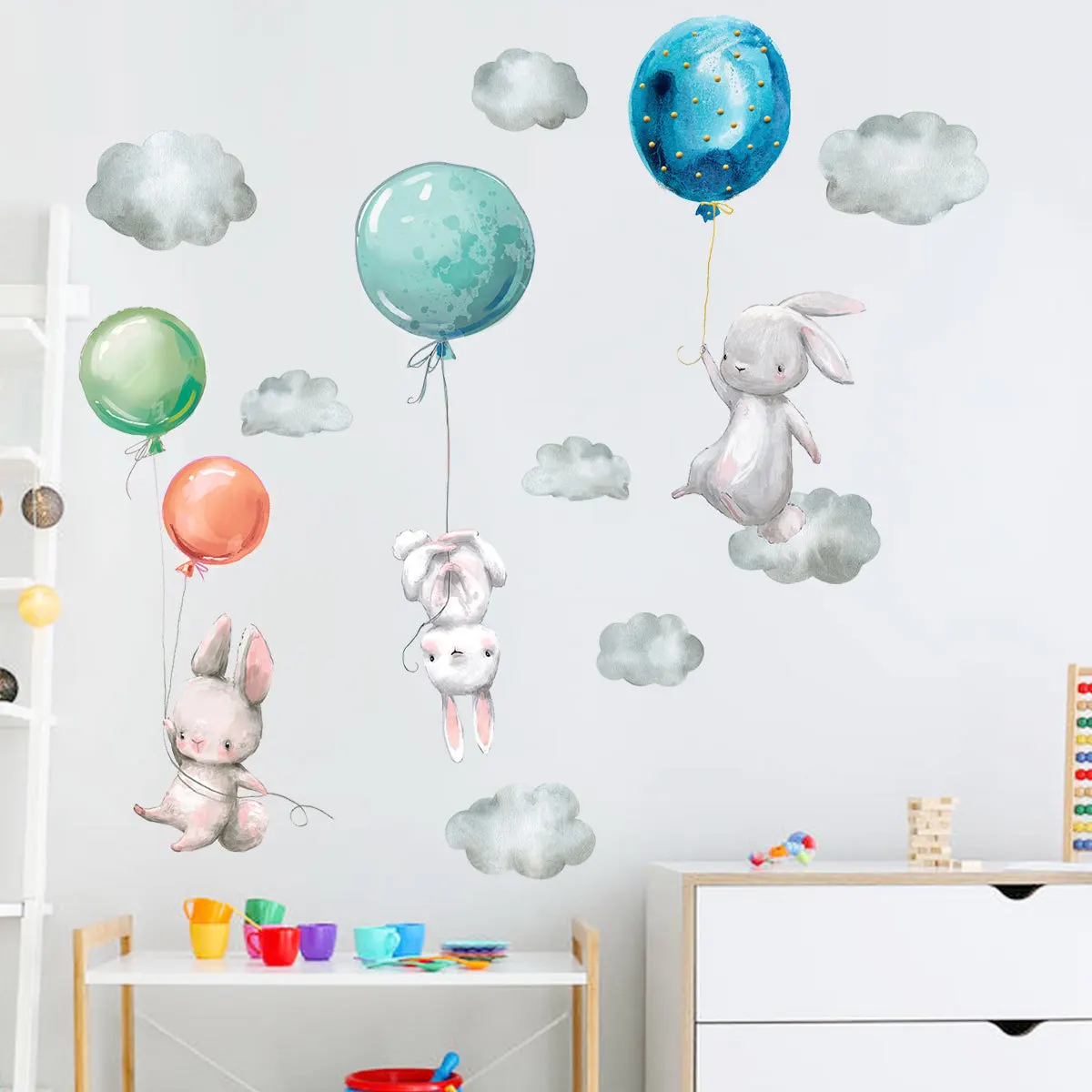 Watercolor Animal Wall Stickers For Kids Rooms Cartoon Decorative 3D Children Large Decals | Дом и сад