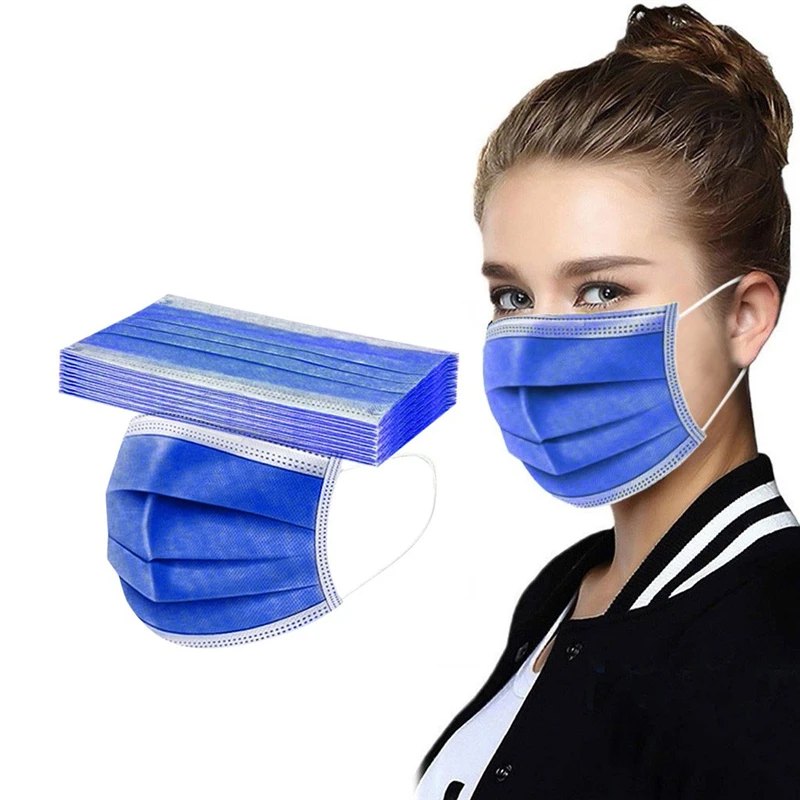 

10Pack Disposable Face Masks 3 Layer Colorful Face Masks with Elastic Ear Loop Breathable Air Pollution Protection for Adults A3