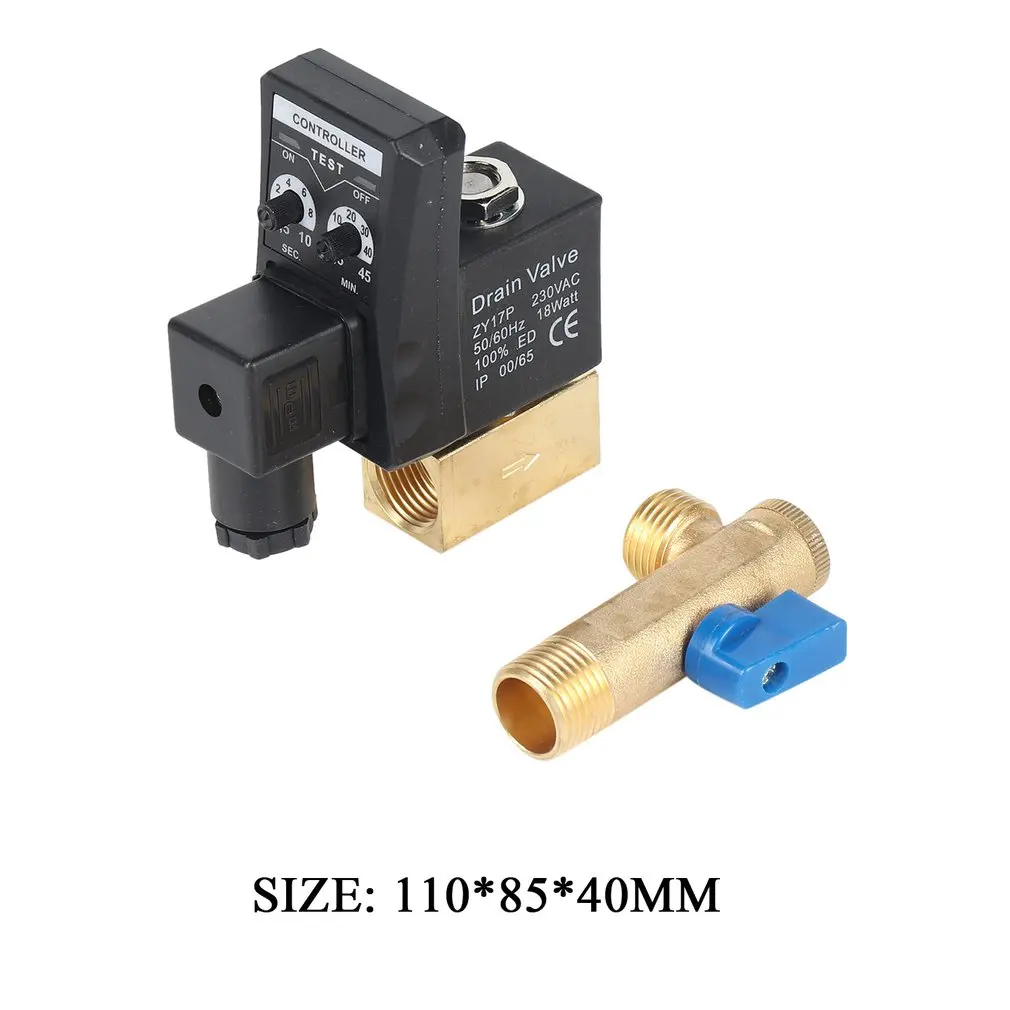 

Electronic Drain Valve Timed Gas Tank Automatic Drain Valve 1/2" Port AC 220V 2-way Brass Valve for Air Compressor