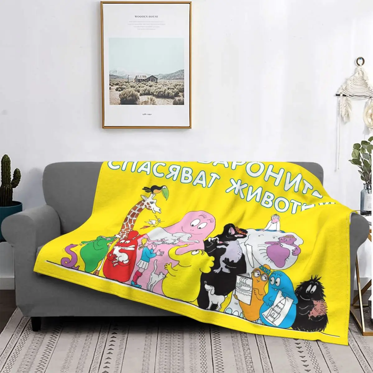 

Les Barbapapa Family Blankets Flannel Spring/Autumn Cartoon Breathable Soft Throw Blankets for Home Bedroom Quilt