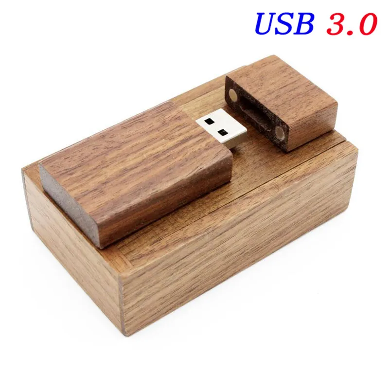 JASTER USB 3,0 более 10 шт бесплатный логотип usb+ деревянная коробка usb флэш-накопитель 4 ГБ 8 ГБ 16 ГБ 32 ГБ 64 ГБ Свадьба сфотографировать в честь подарка - Цвет: Walnut wood