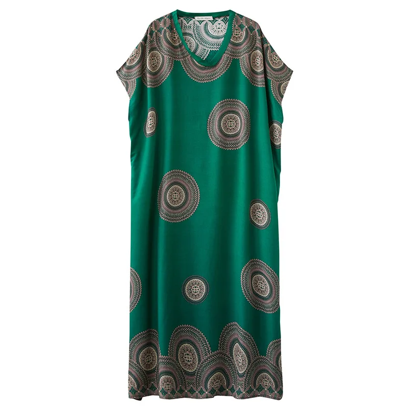 

2021 summer women's dress fashion casual loose large size short sleeve dress V-neck long dress Beach dress Party dresses robe