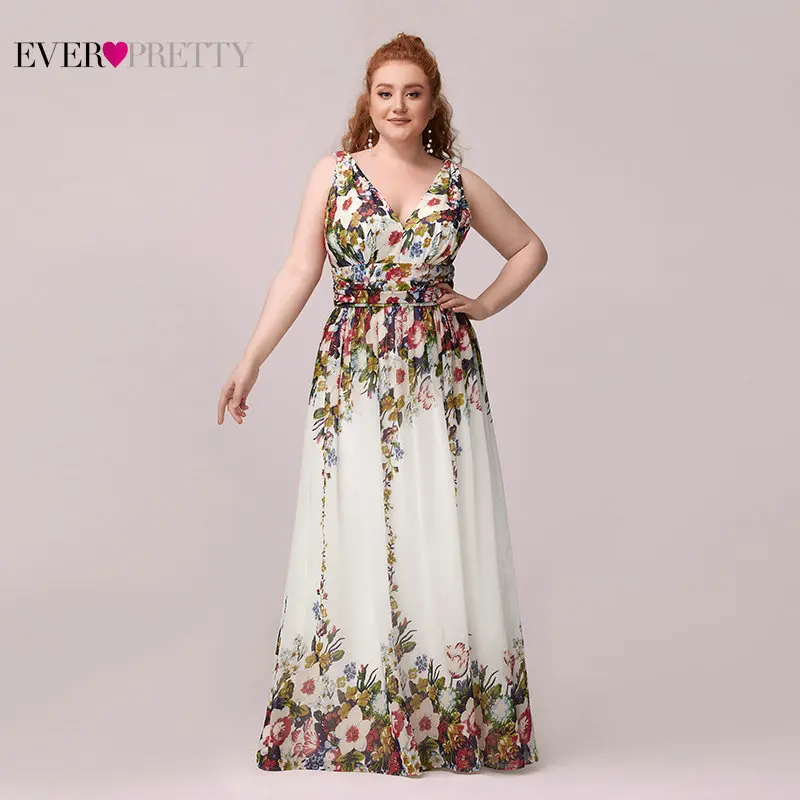 Ever Pretty Plus Size Evening Dresses Long Elegant V-neck Chiffon A-line Sleeveless Sexy Burgundy Party Dress Robe Soiree 2021 | Свадьбы и