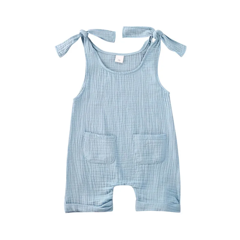 

Baby Boy Girl Unisex Plain Solid Cotton Sleeveless Playsuit Romper 0-24M Newborn Infant Toddler Summer Casual Jumpsuit Outfit
