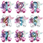 Воздушные шары русалка для вечевечерние, 8 шт., украшение для дня рождения, детский воздушный шар с цифрами для детей 1, 2, 3, 4, 5, 6, 7, 8, 9 лет, товары для дня рождения