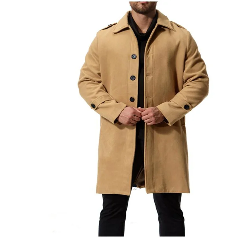 casual woolen coat men trench coats long sleeves overcoat mens cashmere coat casaco masculino inverno erkek england autumn 2XL