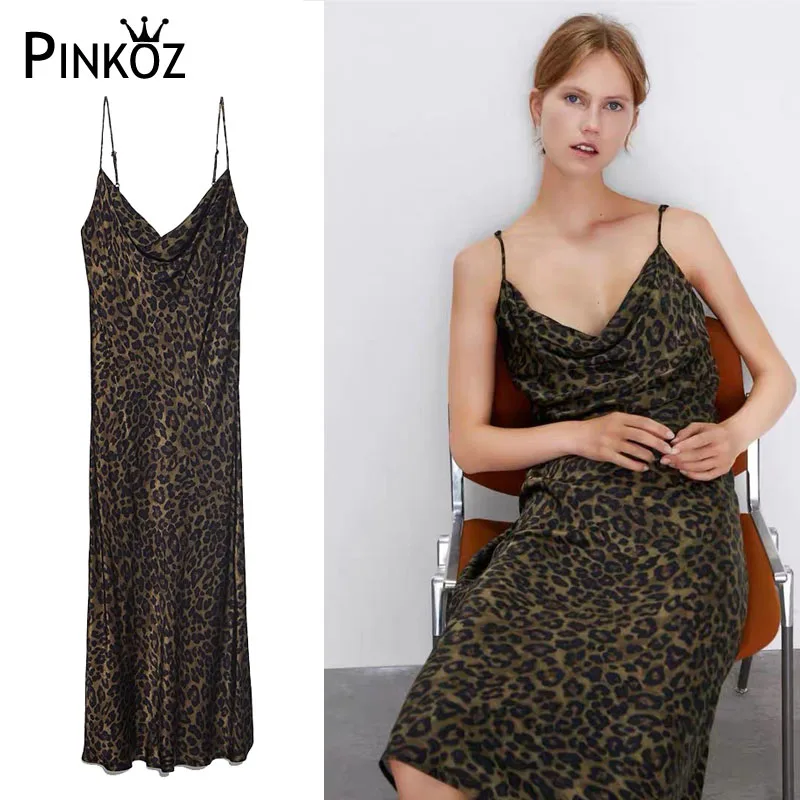 Дизайнерское повседневное свободное платье-миди Pinkoz на бретелях-спагетти