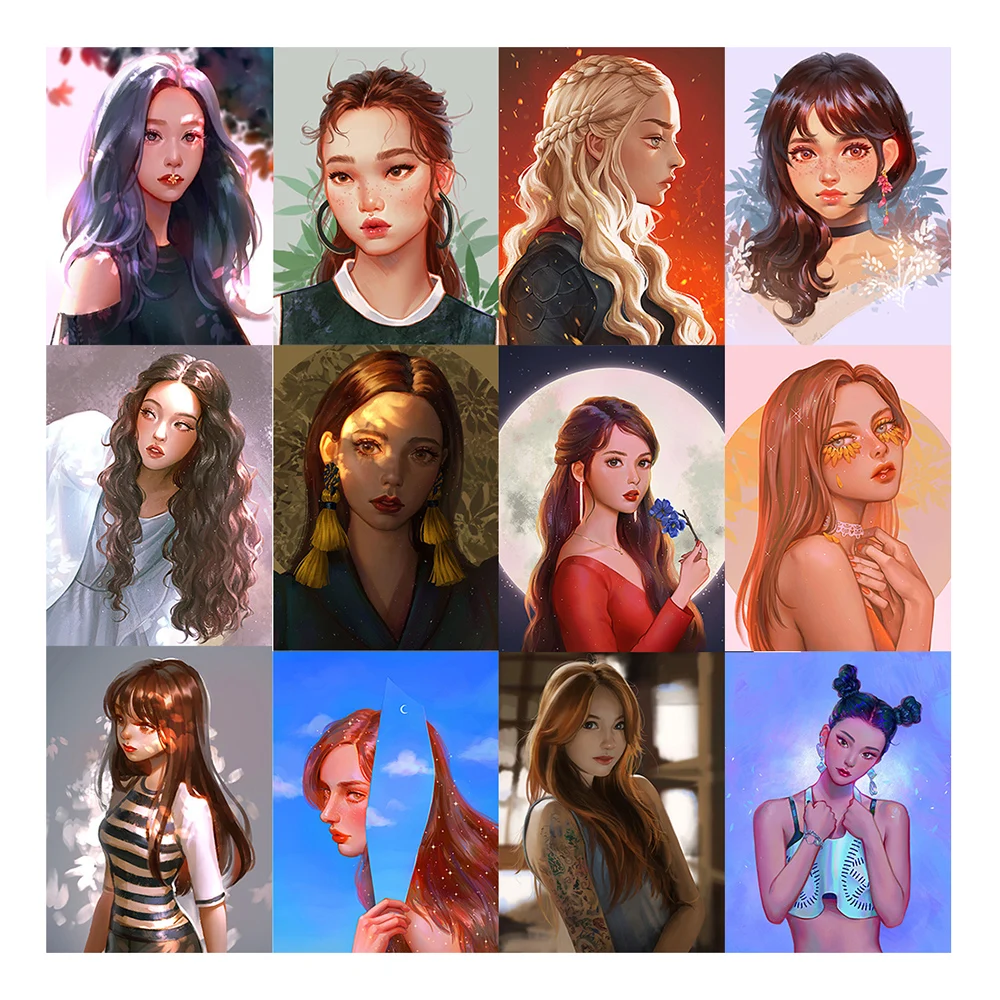 

Алмазная живопись LZAIQIZG, полноразмерная/круглая картина с изображением девушки из мультфильма Стразы, домашний декор