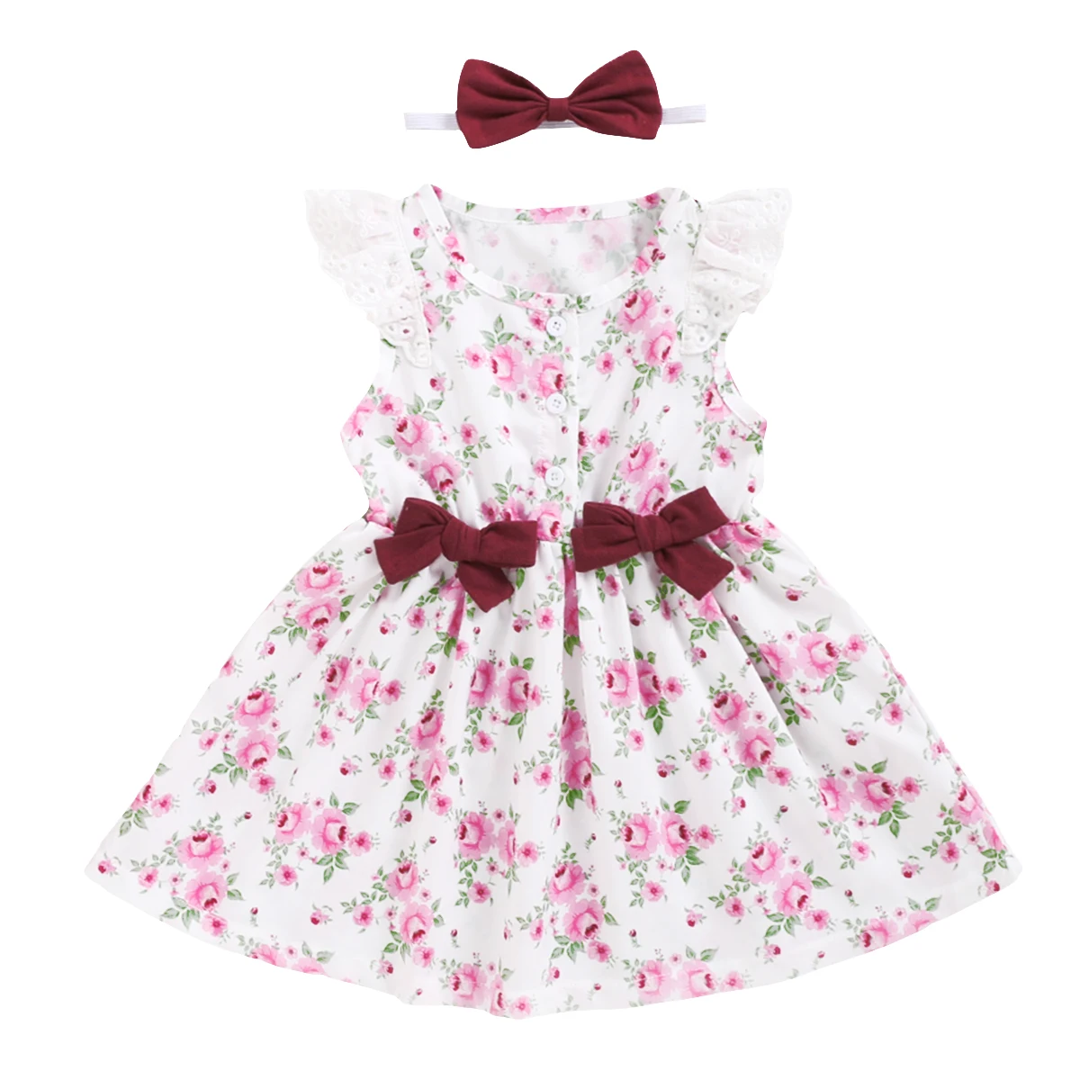 Летнее платье для маленьких девочек 1-5 лет хлопковое кружевное без рукавов с