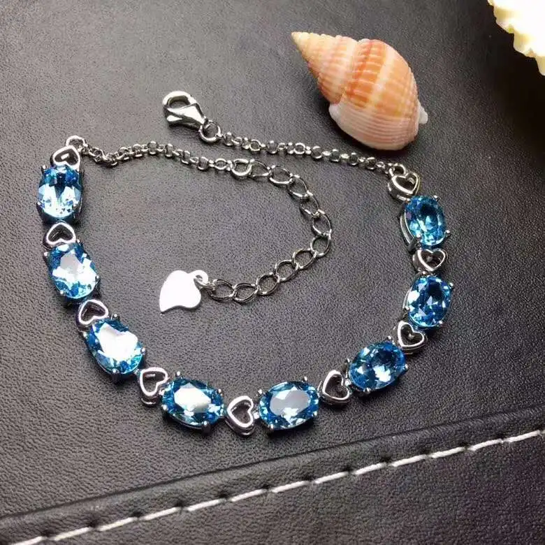 Натуральный топаз браслет-цепочка с реальным и естественным Бесплатная Доставка