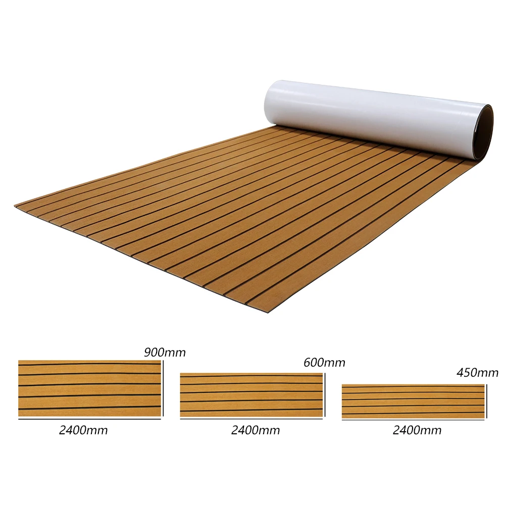 

600x2400x5mm EVA Imitation Teakwood Protections Pad Anti-Sliding Pad Antiskid Mat For Deck RV Outdoor Yacht Adhesive Vehicle Pad