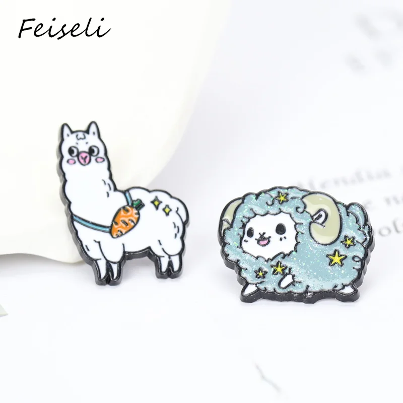 Feiseli мультяшная Милая брошь с черепахой в виде животного альпака ежика овцы для