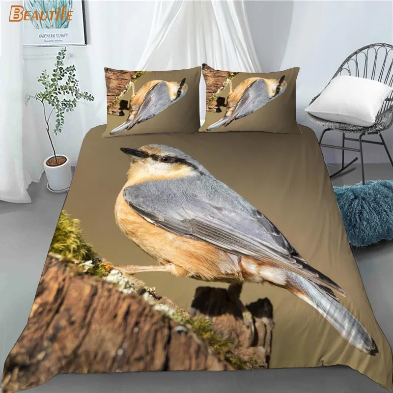 Juego de fundas de edred&oacute;n personalizadas para el hogar, Set de ropa de cama de 3 piezas con dise&ntilde;o de p&aacute;jaro, a la moda, Textiles para el hogar, 1009-3