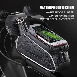 wheel up bicycle bag waterproof top front tube frame touch screen cycling bag mtb road 6 5 phone case bike accessories free global shipping