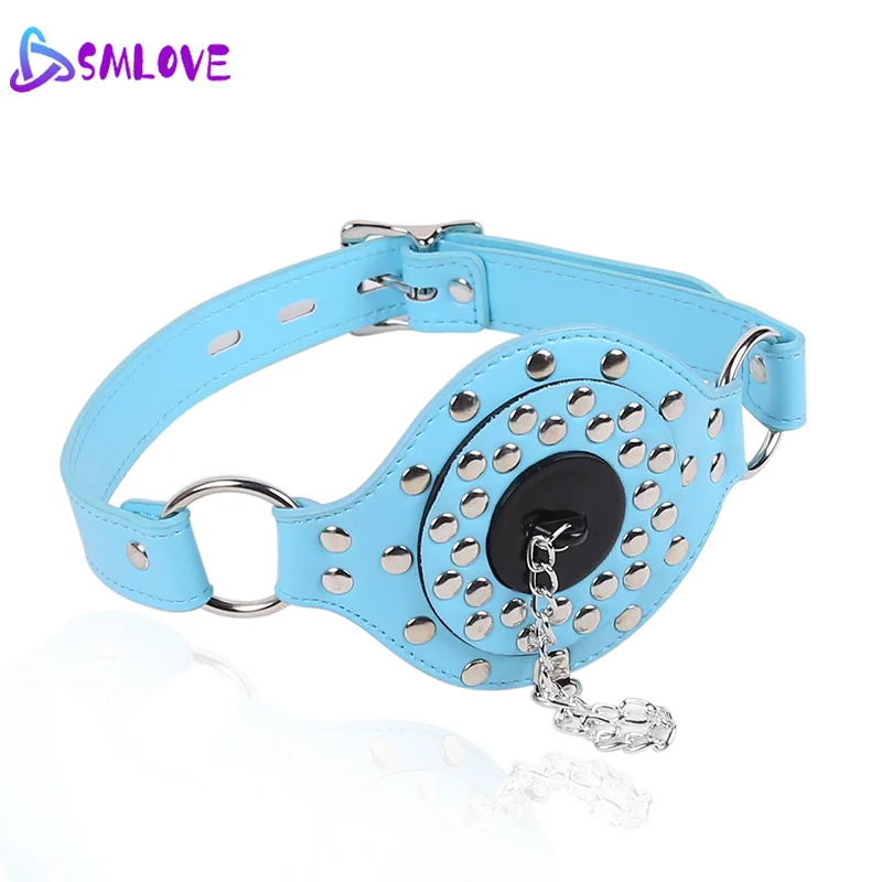 

SMLOVE Restraint Open Mouth Muzzle Bdsm Bondage Erotic Accessories Harness Rivet Mouth Gag For Couples Adult Slave Game Sex Toys