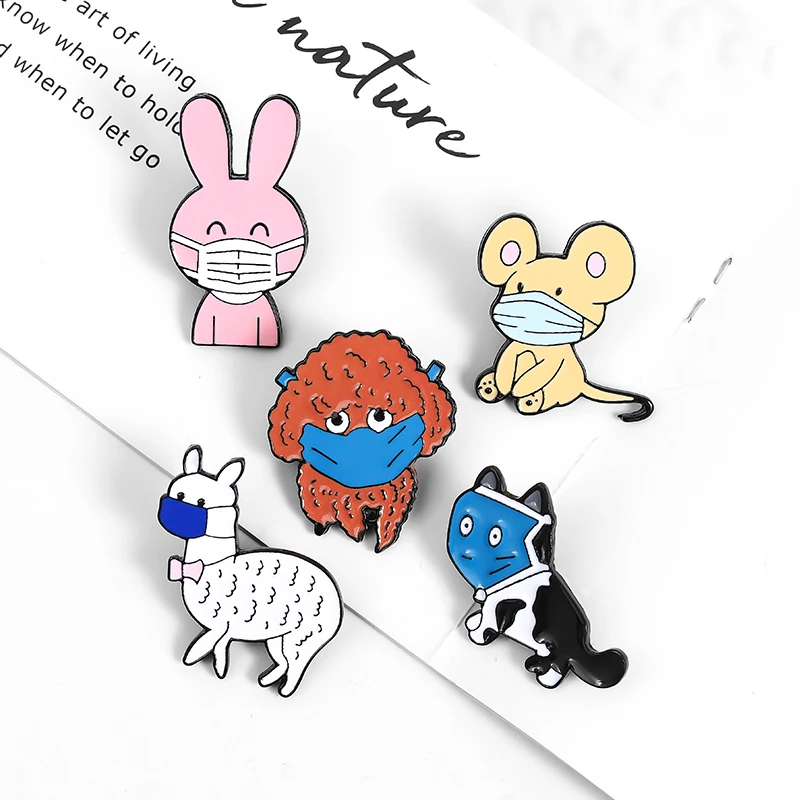 Броши с эмалью в виде маски кролика мыши собаки кошки альпаки | Украшения и