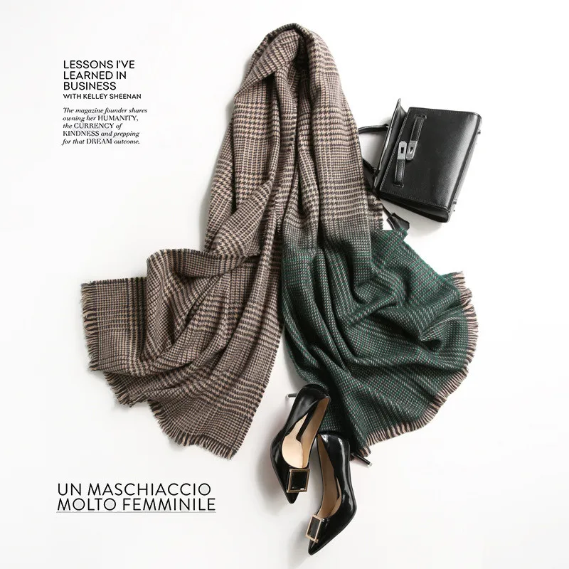 2019 роскошный брендовый кашемировый женский клетчатый шарф зимние теплые вязаные