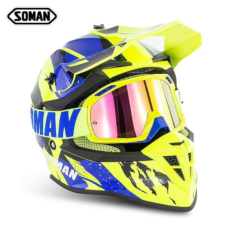 

New motorcycle helmet, cross-country helmet, full coverage, downhill cross-country helmet with sm15 cross-country goggles