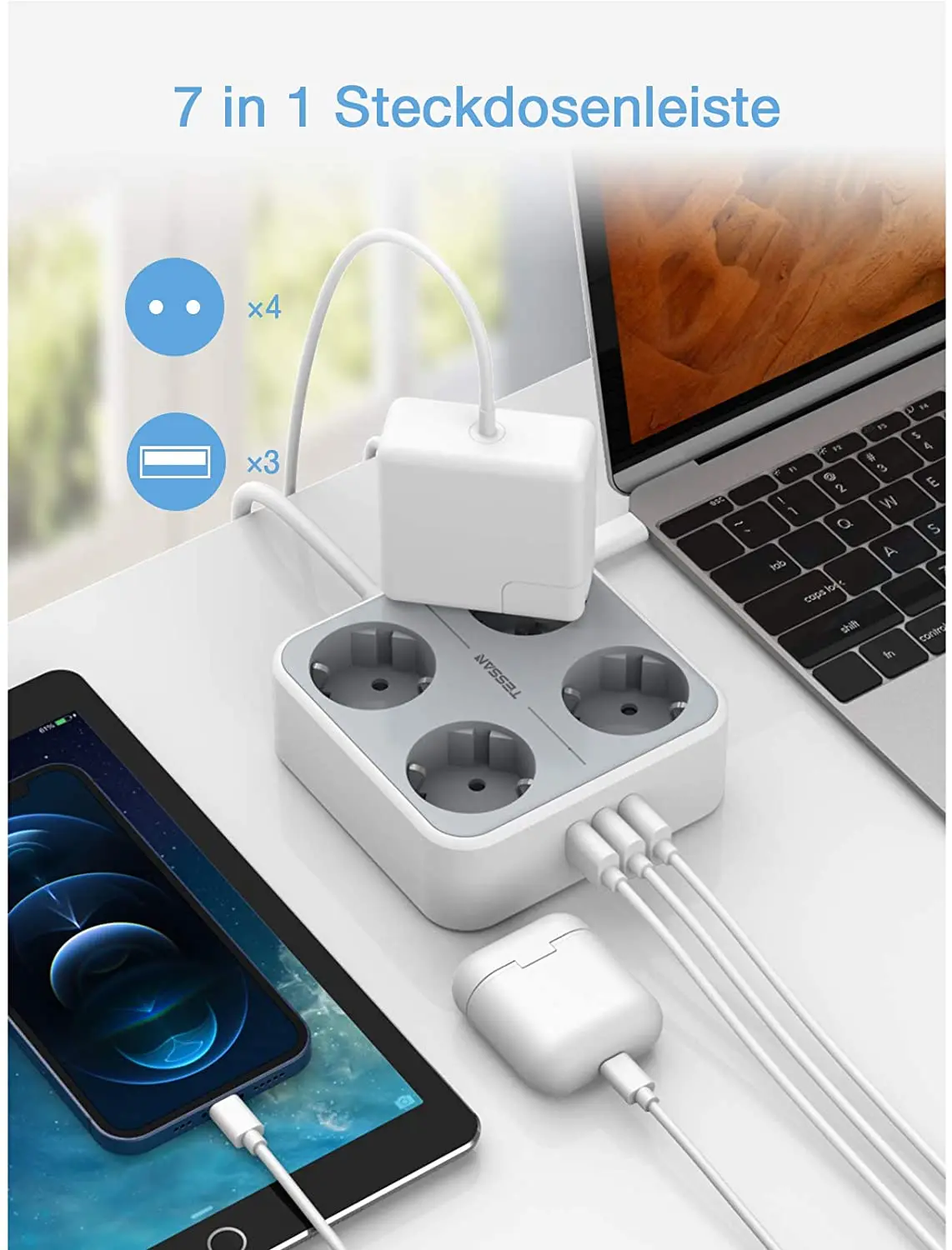 Сетевой фильтр с проводом 1 5 м/5 футов 3 USB порта|Вилки розеткой| |