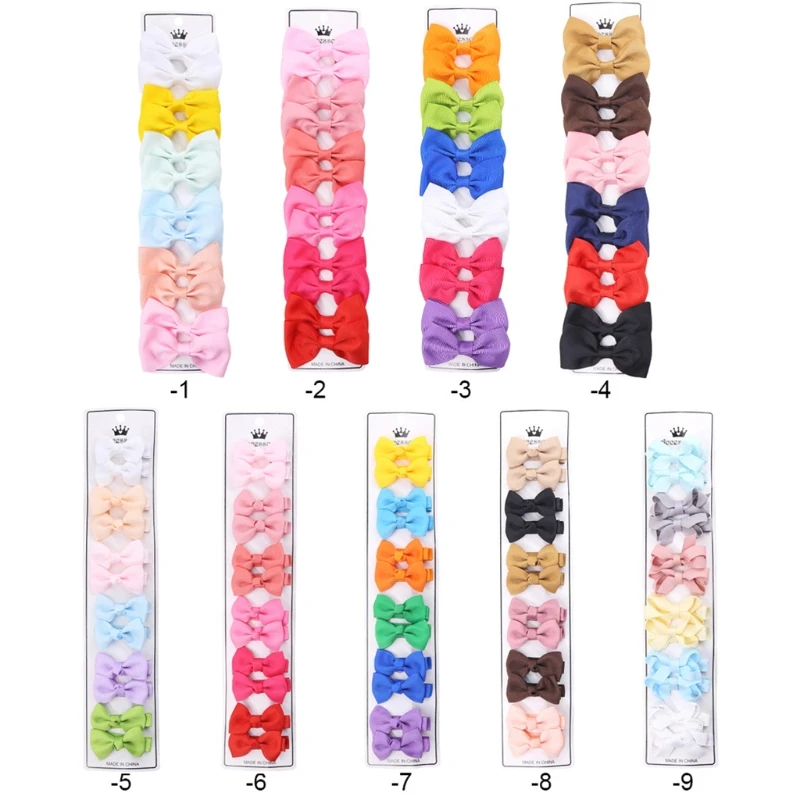 

MXLE 12 Pcs/Set Grosgrain Ribbon Bows Hairpins Cute Baby Girls Colorful Hair Clips Hairpins Barrettes Kids Hair Accessories