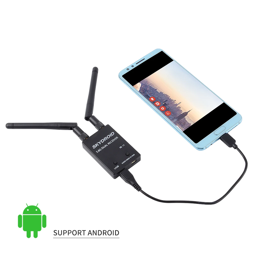 Приемник управления двойной антенной Skydroid UVC OTG 5 8G 150CH полноканальный FPV приемник