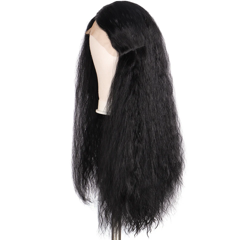 Синтетические Длинные Яки прямые кружевные передние парики афро черные женские