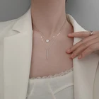 Женское Двухслойное ожерелье из стерлингового серебра 925 пробы с длинной подвеской-палочкой, свадебное ювелирное изделие, S-N712
