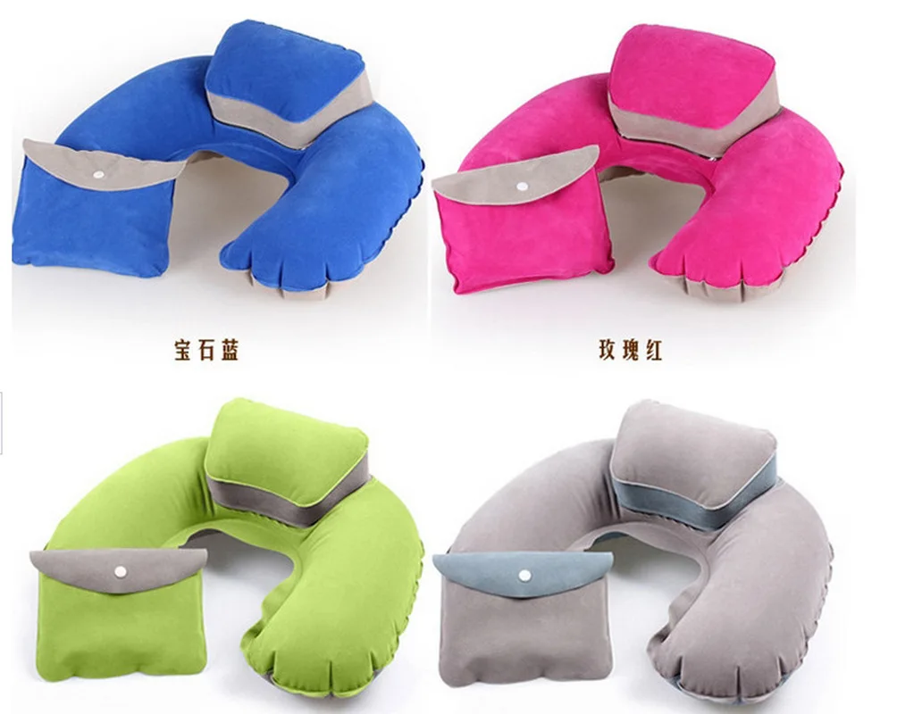 Новый Портативный U Форма надувной дорожный Подушка Поддержка из ПВХ с бархатным