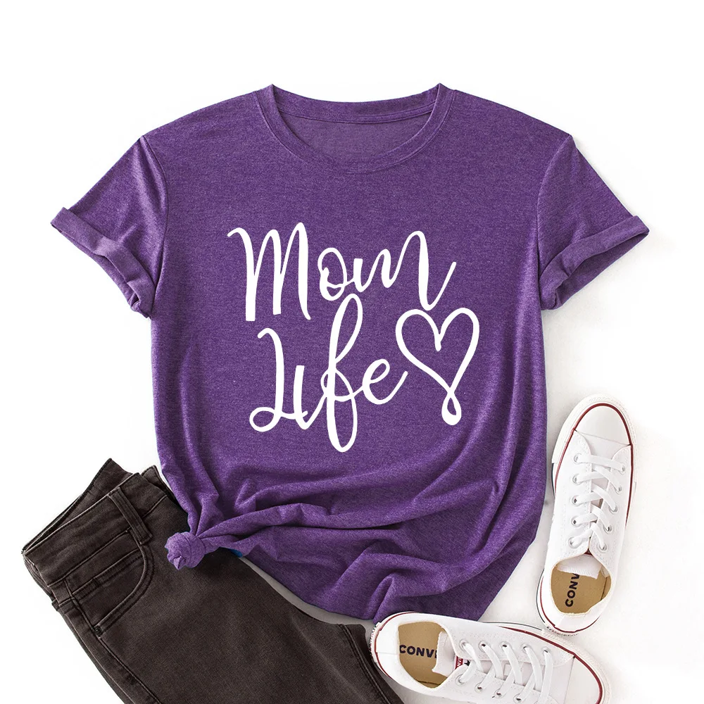 

Love Mom Life Printed Cotton Short-sleeved Women T-shirt Casual Soft Female T Shirt 2021 Summer Plus Size Top Kawaii Clothes